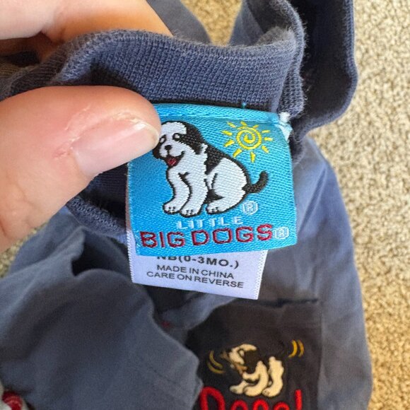 Small Big Dogs Baby 0-3 months Romper Blue Dog Embroidered 90s Vintage - Picture 5 of 7
